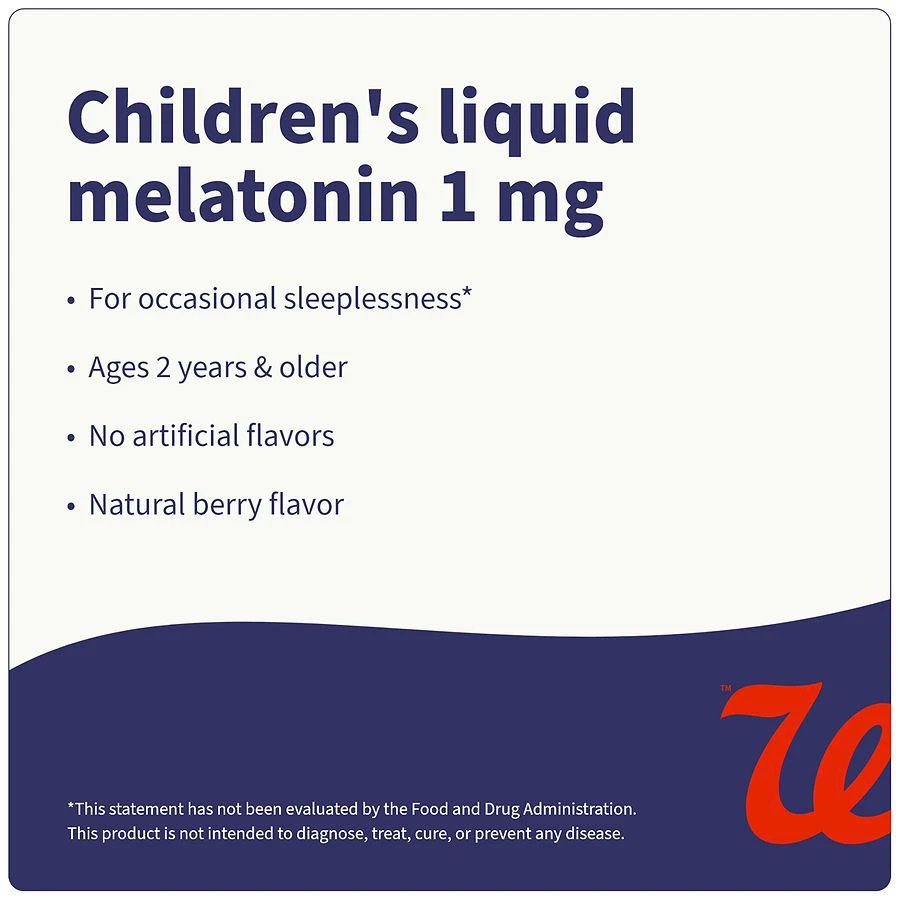 商品Walgreens|Children's Liquid Melatonin 1 mg Natural Berry,价格¥83,第5张图片详细描述