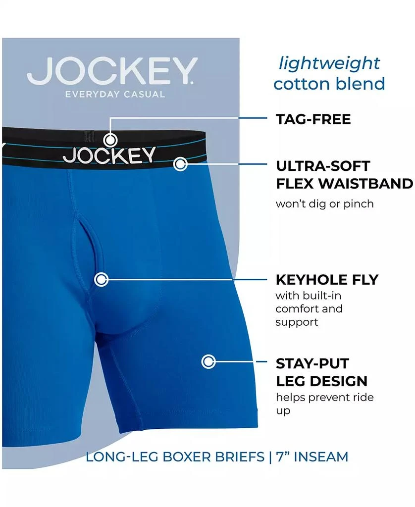 商品Jockey|Men's Lightweight Cotton Blend 7" Long Leg Boxer Briefs, Pack of 4,价格¥179,第5张图片详细描述