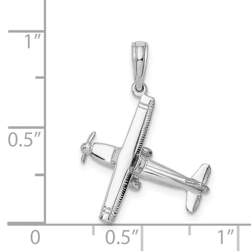 商品Diamond2Deal|14K White Gold 3-D High Wing Airplane Charm,价格¥2772,第3张图片详细描述
