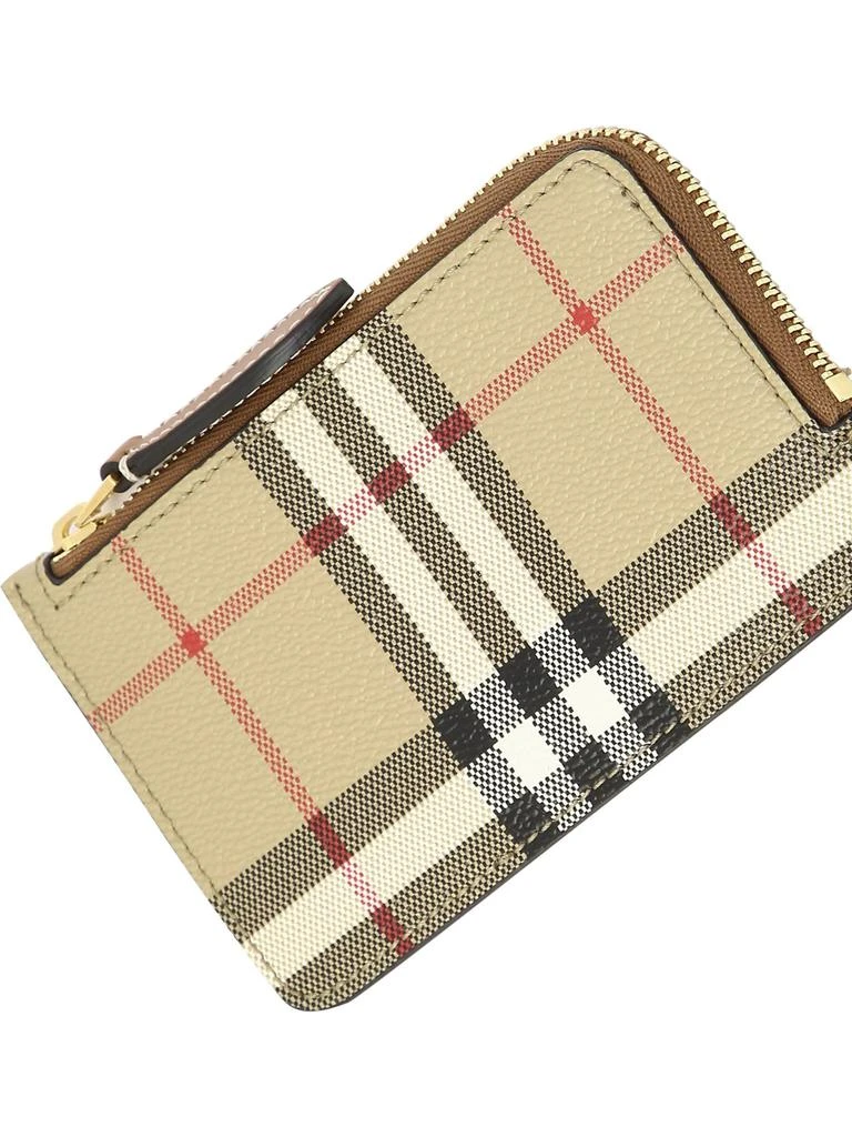 商品Burberry|Check And Leather Zip Card Case Wallets & Card Holders Beige,价格¥1208,第4张图片详细描述