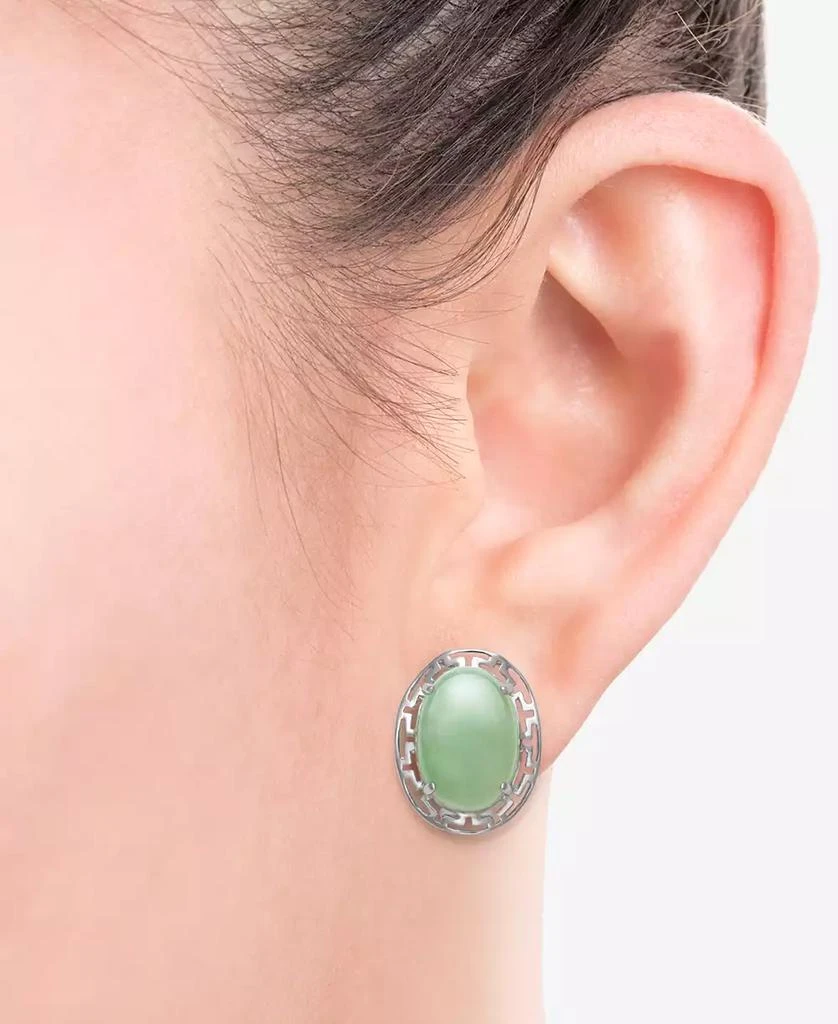 商品Macy's|Dyed Jade  (10 x 14mm) Greek Key Oval Drop Earrings in Sterling Silver,价格¥374,第2张图片详细描述