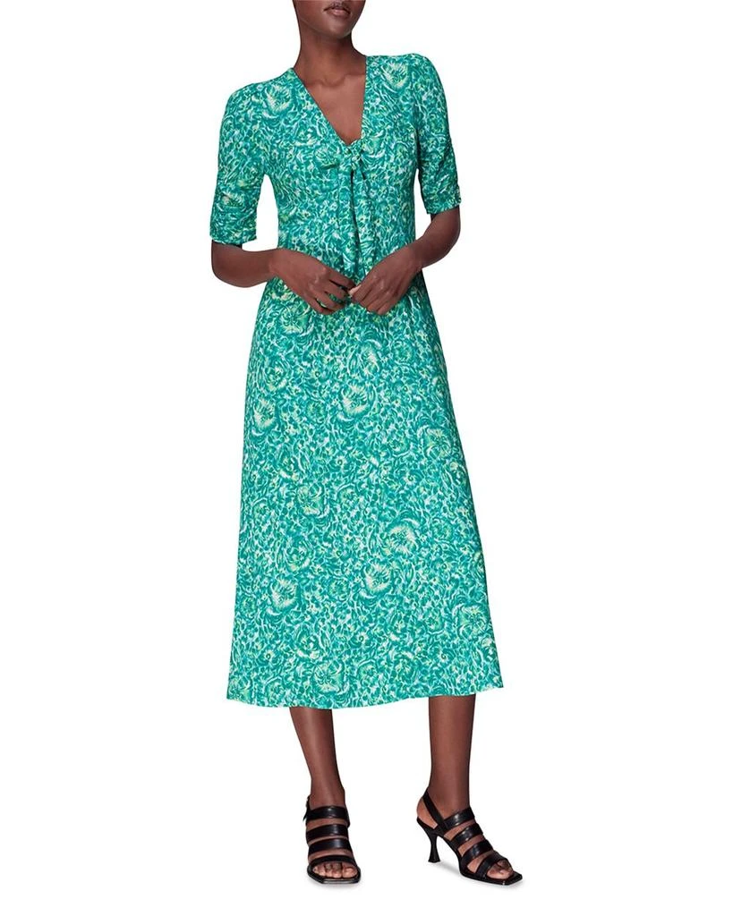 商品Whistles|Clouded Floral Print Tie Midi Dress,价格¥1198,第1张图片