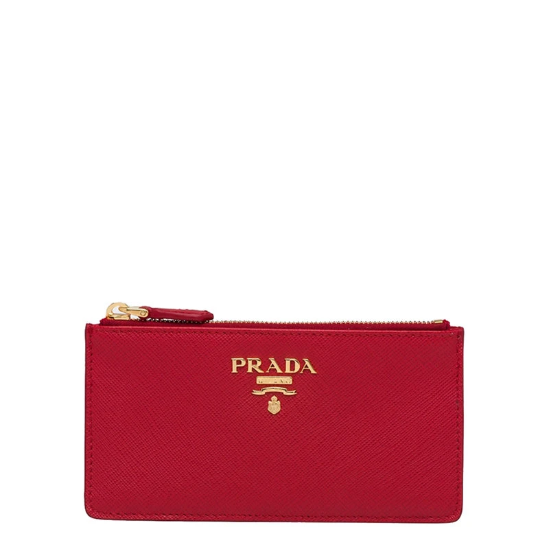 商品Prada|【预售3-7天】普拉达 22春夏新款 女士亮红色皮革金标拉链长薄款钱包卡夹1MC054_QWA_F068Z,价格¥3595,第1张图片
