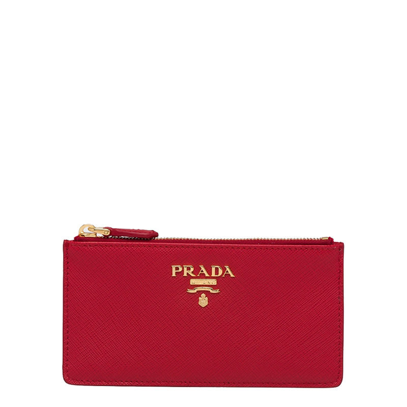 商品Prada|【预售3-7天】PRADA/普拉达 22春夏新款 女士亮红色皮革金标拉链长薄款钱包卡夹1MC054_QWA_F068Z,价格¥3504,第1张图片