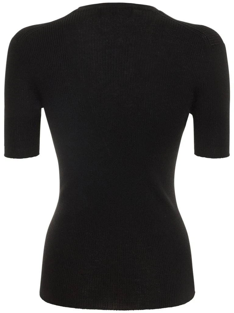 商品ROCHAS|Logo Embroidered Rib Knit Wool Top,价格¥3422,第4张图片详细描述