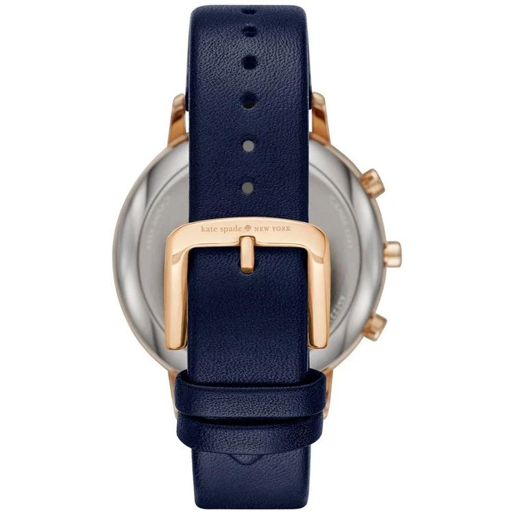 商品Kate Spade|Women's Metro Grand Navy Leather Strap Hybrid Smart Watch 39mm KST23105,价格¥1403,第3张图片详细描述