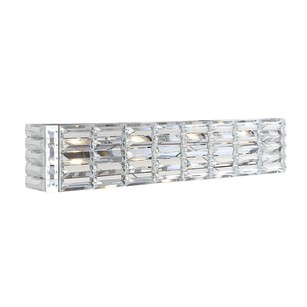 商品JONATHAN Y|Evelyn Crystal Rectangle 31.75" 4-Light Iron/Crystal Glam Modern LED Vanity Light,价格¥1574,第2张图片详细描述