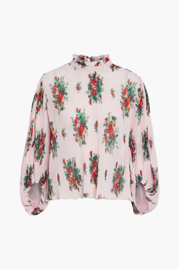 商品Ganni|Floral-print plissé-georgette blouse,价格¥376,第1张图片