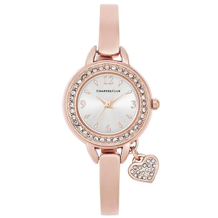 商品Charter Club|Women's Rose Gold-Tone Bangle Bracelet Watch with Heart Charm 26mm, Only at Macy's,价格¥211,第1张图片