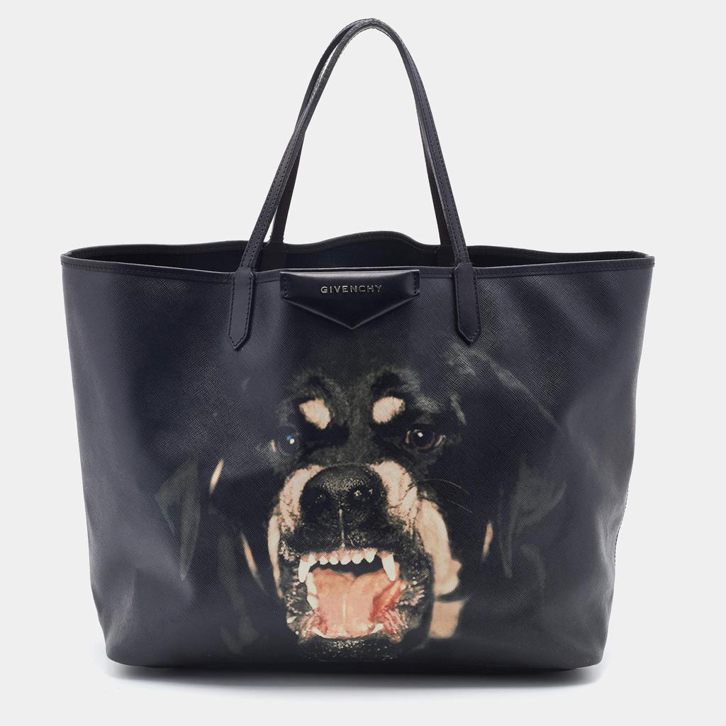 商品[二手商品] Givenchy|Givenchy Black Coated Canvas and Leather Rottweiler Large Antigona Tote,价格¥5845,第1张图片