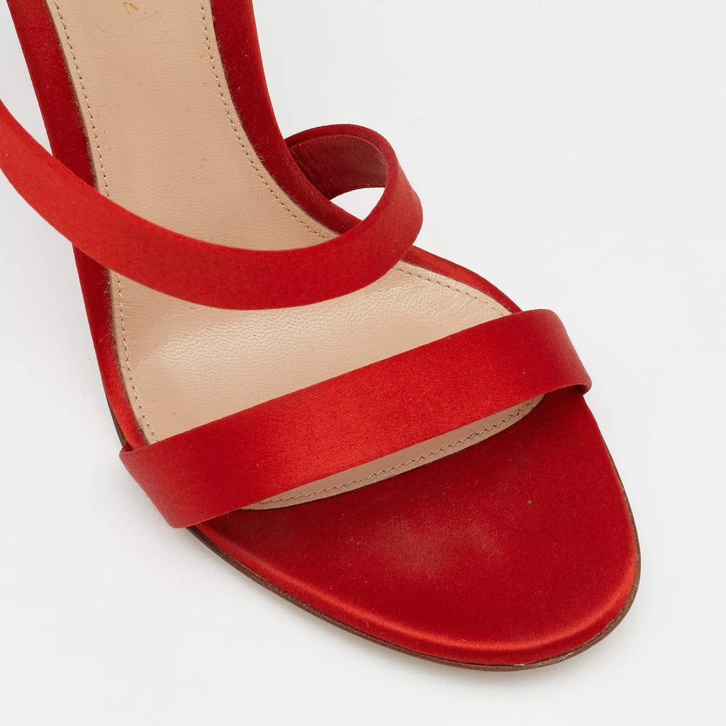 Gianvito Rossi Red Satin Opera Twirl Ankle Wrap Sandals Size 38.5 商品