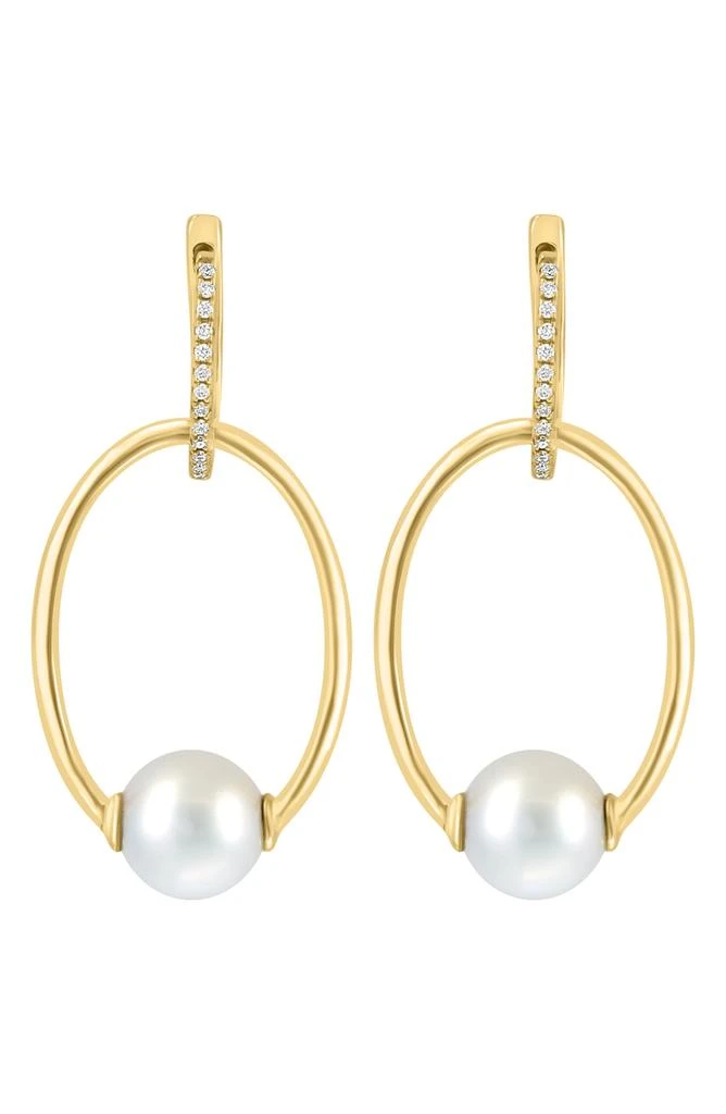 商品Effy|14K Gold Diamond & Freshwater Pearl Drop Earrings - 0.07ct.,价格¥3938,第2张图片详细描述