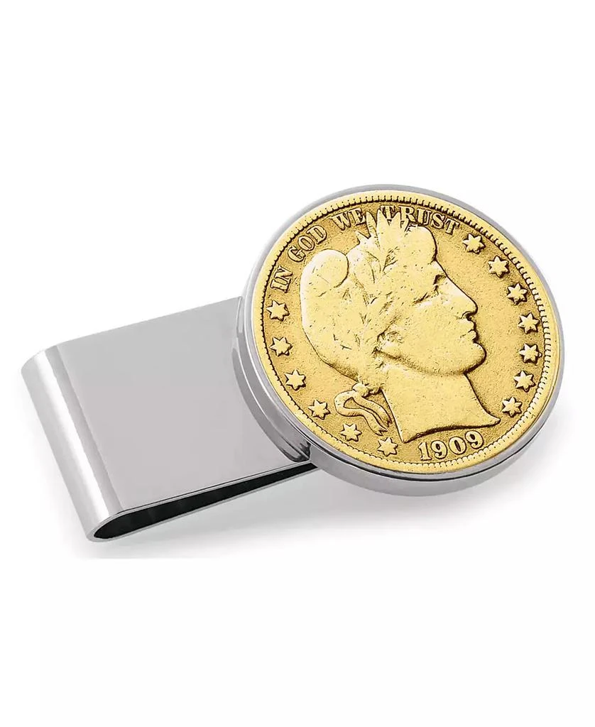 商品American Coin Treasures|Men's Gold-Layered Silver Barber Half Dollar Stainless Steel Coin Money Clip,价格¥673,第1张图片