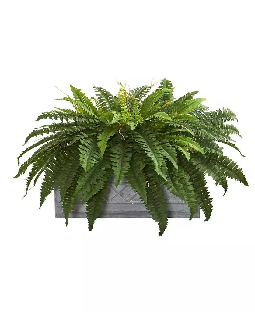 商品NEARLY NATURAL|Boston Fern Artificial Plant in Stone Planter,价格¥1268,第1张图片