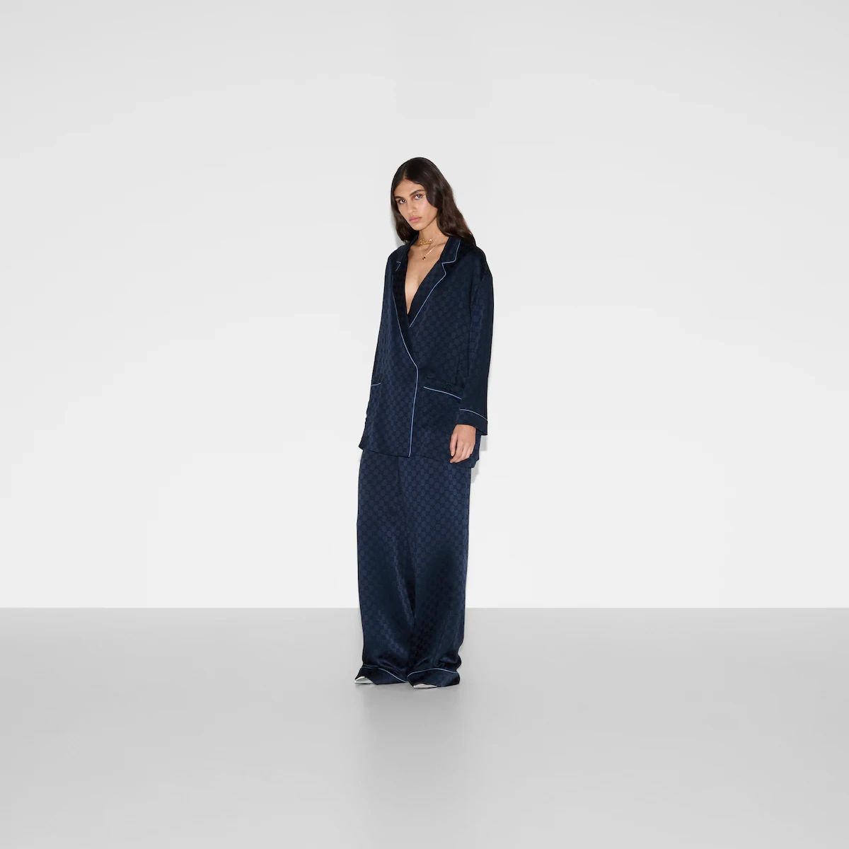 【预售】 古驰 25春夏 女士 睡衣 GG缎质衬衫 803808 Z7ADF 4330 商品