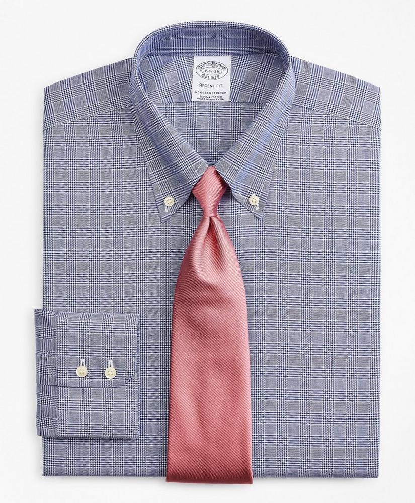 商品Brooks Brothers|Stretch Regent Regular-Fit Dress Shirt, Non-Iron Royal Oxford Button-Down Collar Glen Plaid,价格¥522,第1张图片