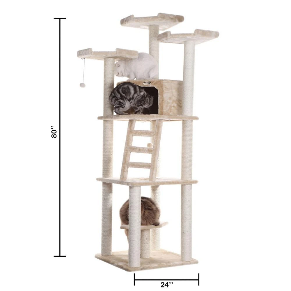 Multi-Function Real Wood Cat Tower With Spacious Condo 商品