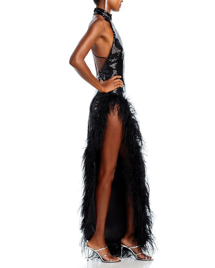 商品retrofête|Vixen Feather Trim Sequin Gown,价格¥4021,第5张图片详细描述