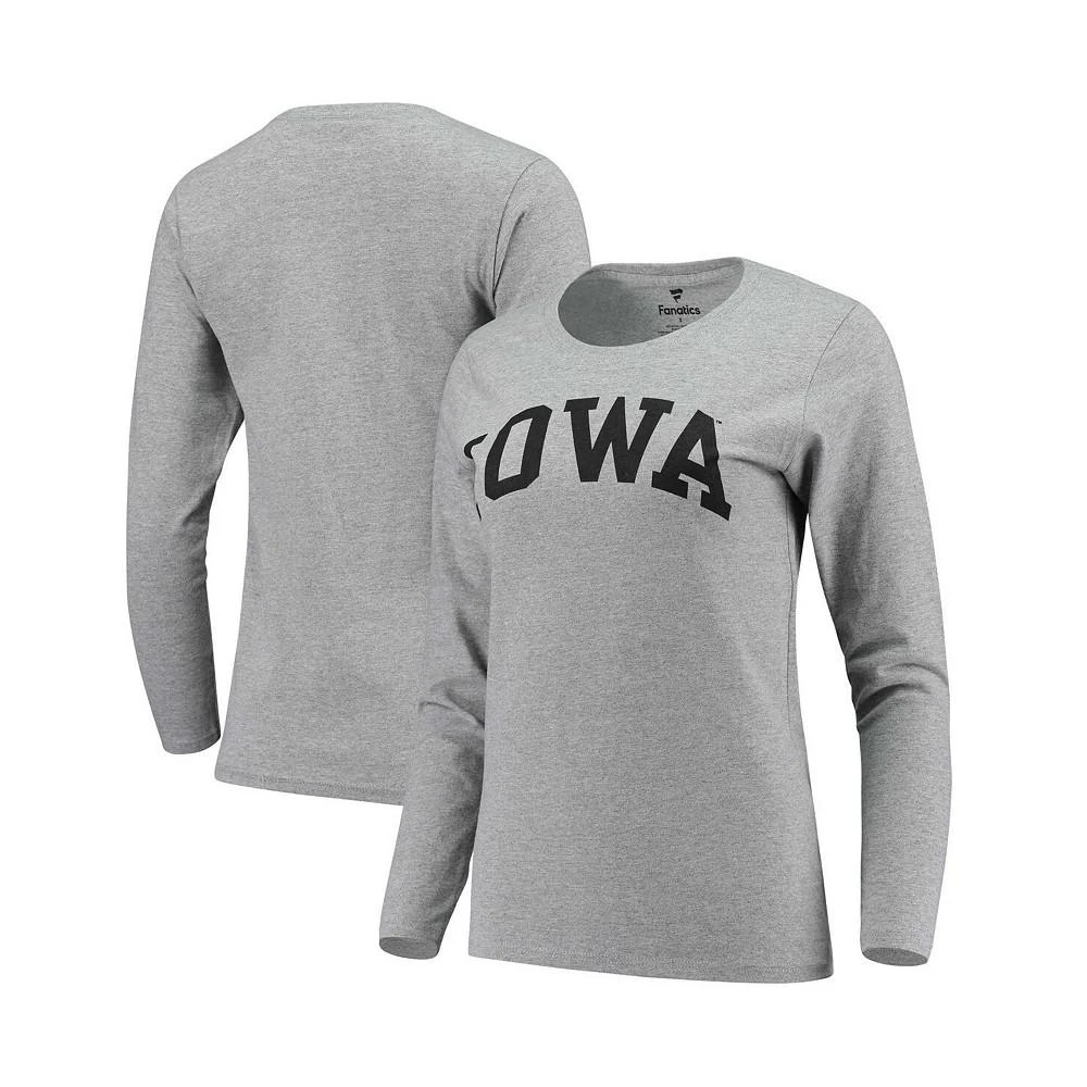 商品Fanatics|Women's Heather Gray Iowa Hawkeyes Arch Long Sleeve T-shirt,价格¥167,第1张图片