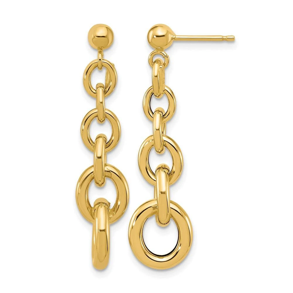 商品Diamond2Deal|14K Yellow Gold Fancy Circle Link Drop Dangle Earrings,价格¥6838,第1张图片