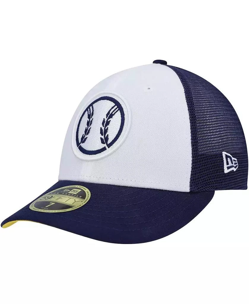 商品New Era|Men's White, Navy Milwaukee Brewers 2023 On-Field Batting Practice Low Profile 59FIFTY Fitted Hat,价格¥329,第1张图片