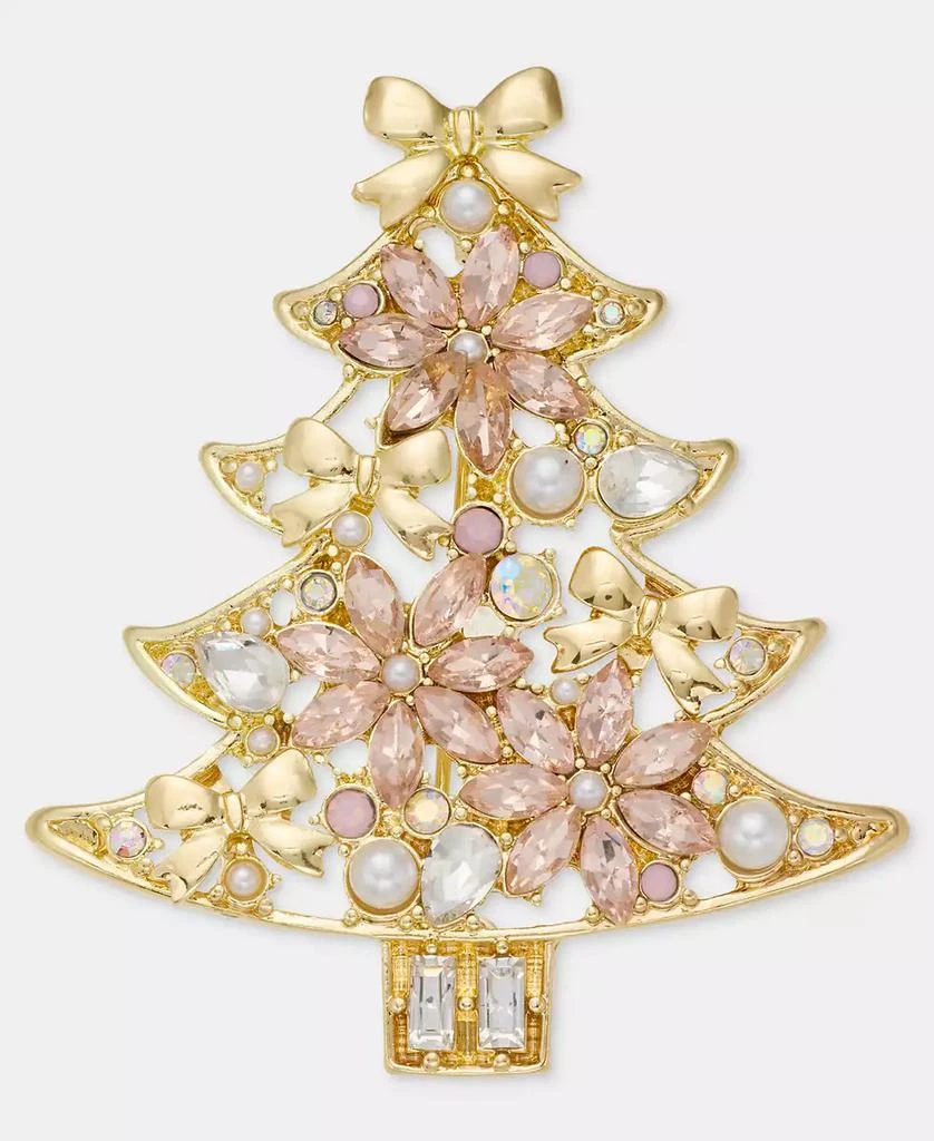 商品Holiday Lane|Crystal & Imitation Pearl Tree Pin, Macy's Exclusive,价格¥96,第1张图片