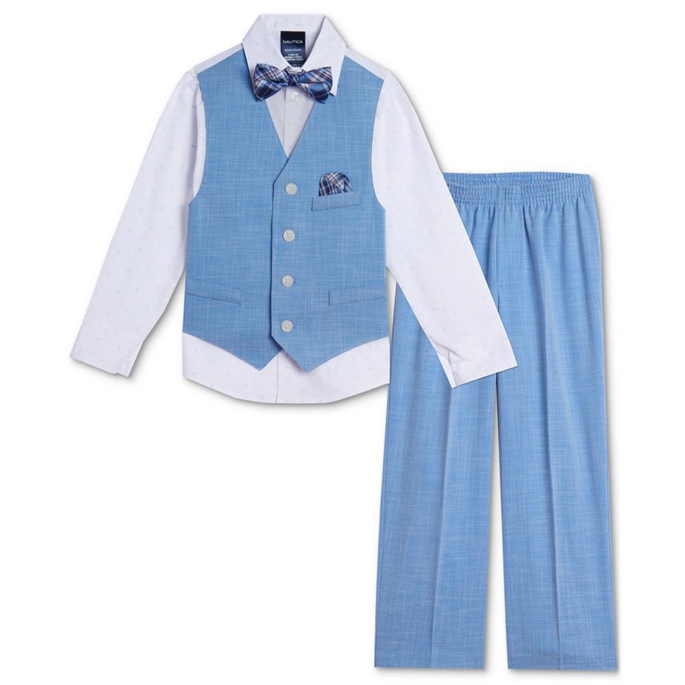 Baby Boys Bold Shirt, Dobby Vest, Pants & Bowtie Set商品第1张图片规格展示