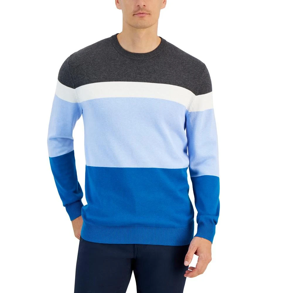 商品Club Room|Men's Elevated Marled Colorblocked Long Sleeve Crewneck Sweater, Created for Macy's,价格¥554,第1张图片