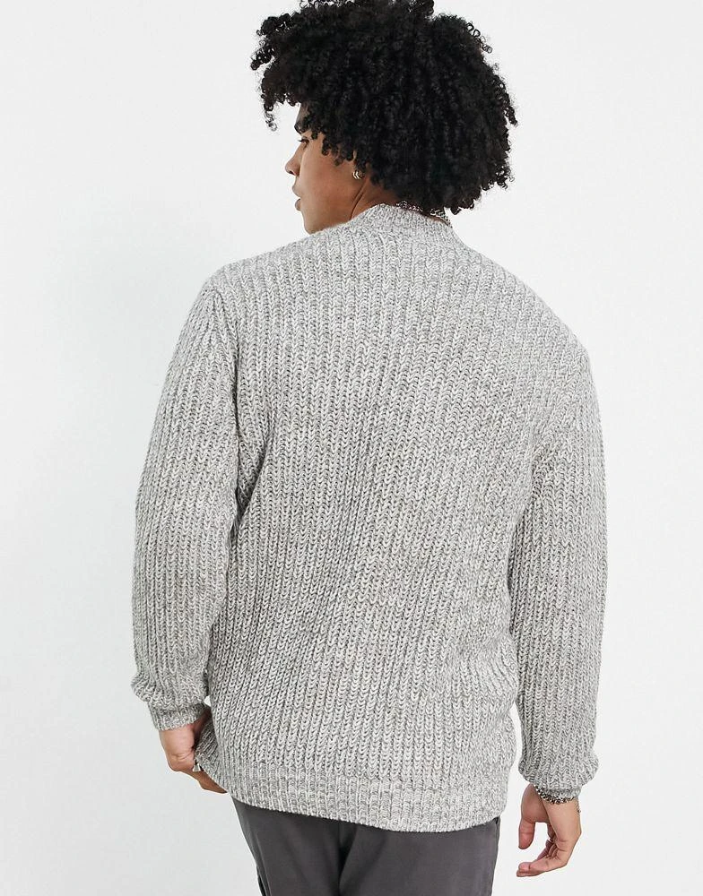 商品ASOS|ASOS DESIGN heavyweight fisherman turtle neck jumper in grey twist,价格¥159,第2张图片详细描述