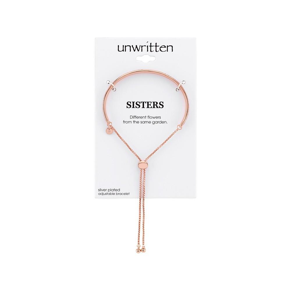 商品Unwritten|Rose Gold Tone "Sisters" Adjustable Bolo Bracelet in Stainless Steel with Silver Plated Charms,价格¥102,第4张图片详细描述
