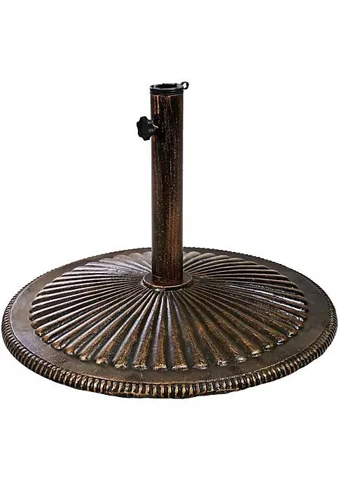 商品Sunnydaze Decor|Decor 22 In Ridged Cast Iron Round Patio Umbrella Base   Bronze,价格¥1342,第2张图片详细描述