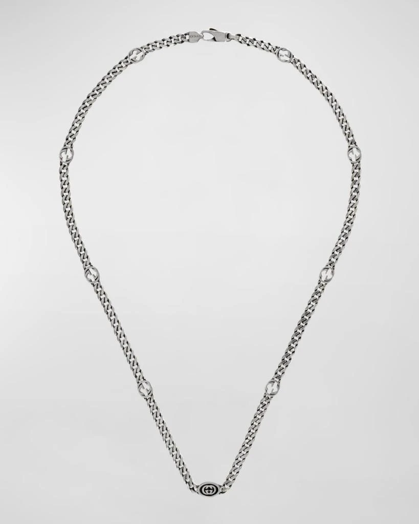 商品Gucci|Men's Enameled Interlocking G Sterling Silver Chain Necklace,价格¥6026,第2张图片详细描述