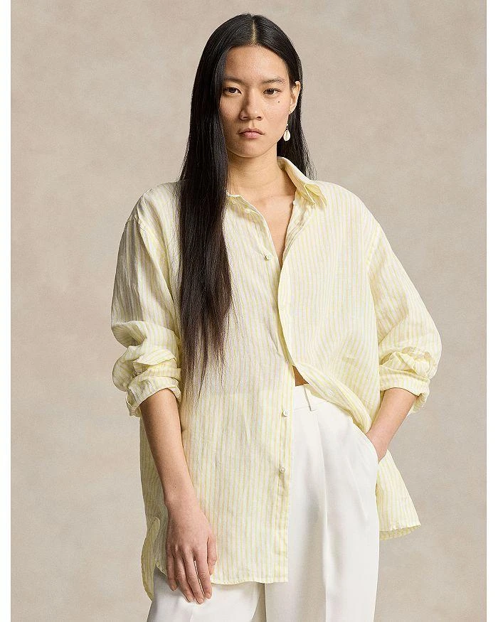 商品Ralph Lauren|女式 亚麻宽松条纹衬衫,价格¥375,第4张图片详细描述