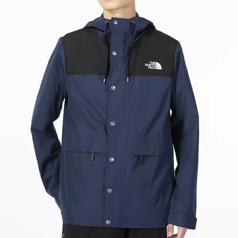 商品[国内直发] The North Face|北面  山系户外品牌logo设计色块撞色连帽舒适简约  防水防风防泼水冲锋衣 通用 蓝色,价格¥1000,第4张图片详细描述