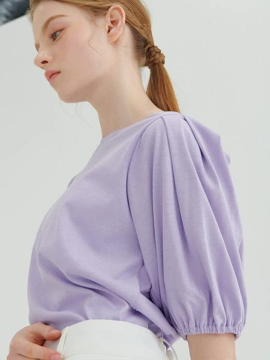 商品camino|Pin Tuck Banding T-Shirt Purple,价格¥530,第3张图片详细描述