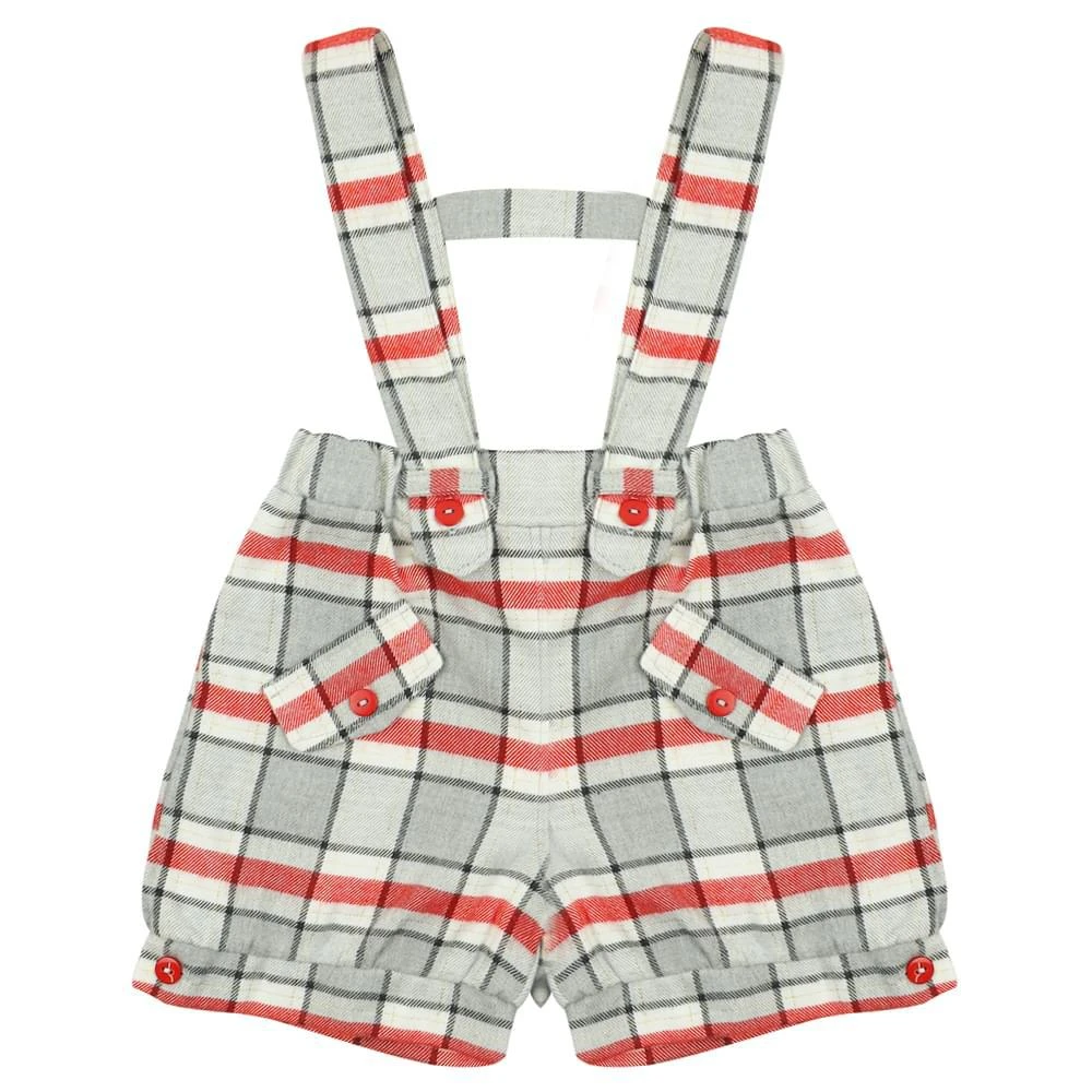商品Caramelo Kids|Grey White & Red Check Short Dungaree Set & Bow Tie,价格¥161,第5张图片详细描述
