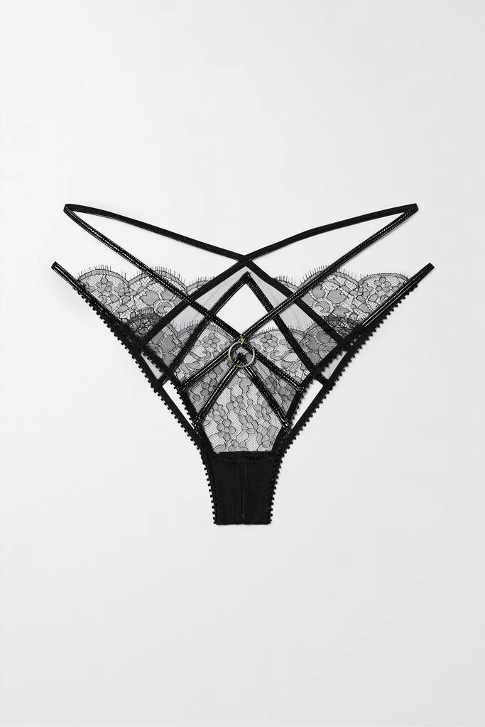 商品L'Agent by Agent Provocateur|Foxie 弹力 Pvc 边饰挖剪带缀饰黎芭蕾丝三角裤,价格¥1400,第1张图片