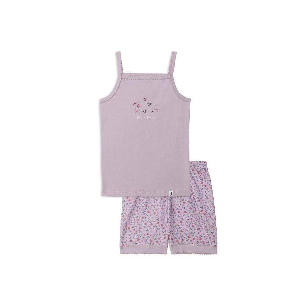 商品Deux par Deux|Girl Organic Cotton Two Piece Short Pajama Set Lilac Little Flowers Print - Child,价格¥268,第1张图片