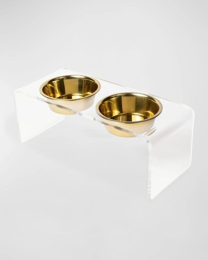 商品HIDDIN|Medium Clear Double Golden Bowl Pet Feeder, 1 Qt,价格¥1157,第3张图片详细描述