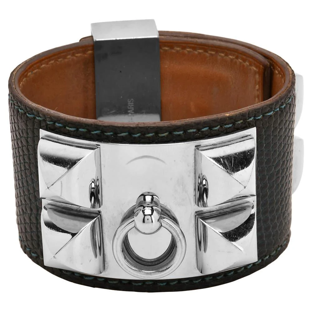 商品[二手商品] Hermes|Hermes Blue Leather Lizard Collier de Chien Wide Bracelet,价格¥5595,第4张图片详细描述
