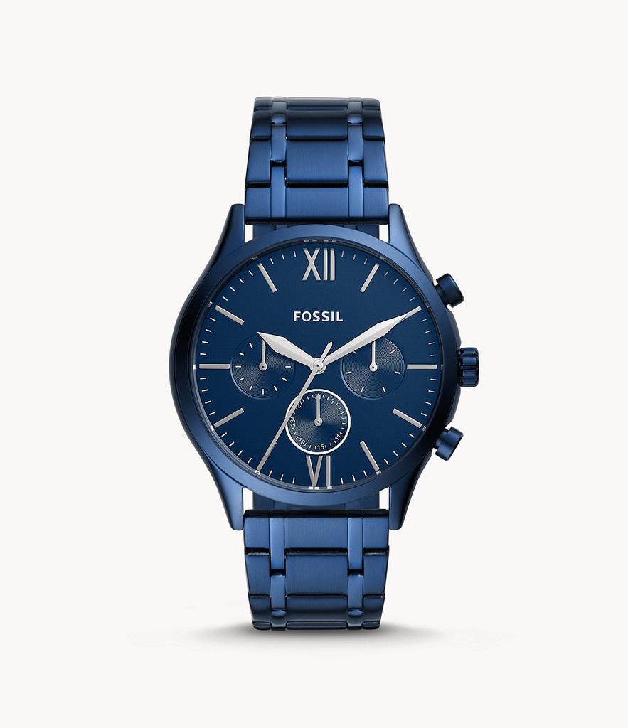 商品Fossil|Fossil Men's Fenmore Midsize Multifunction, Blue-Tone Stainless Steel Watch,价格¥767,第1张图片