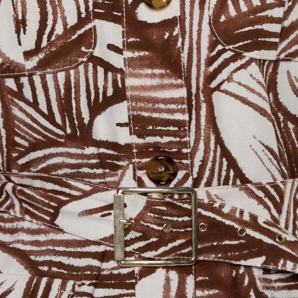 商品[二手商品] Max Mara|Max Mara White & Brown Printed Canvas Belted Coat M,价格¥1105,第4张图片详细描述
