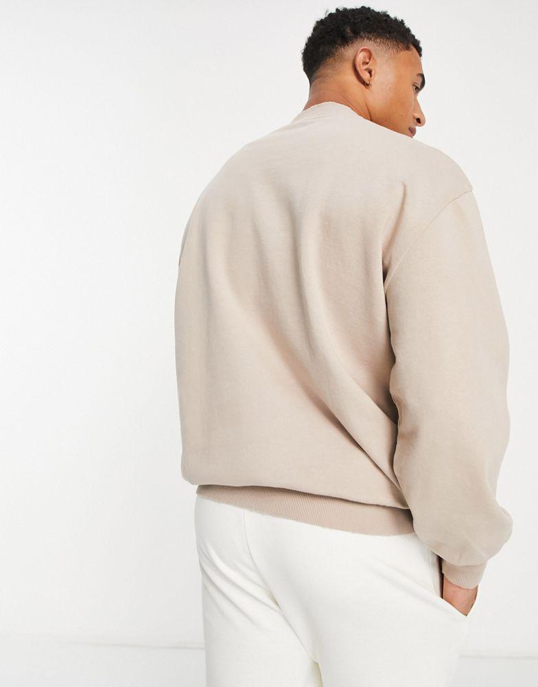 ASOS DESIGN super oversized sweatshirt with nibbled hem and cuff in beige商品第2张图片规格展示