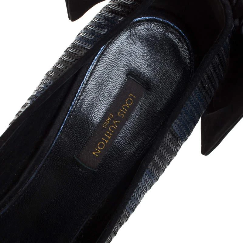 Louis Vuitton Blue/Black Sequin Peep Toe Platform Pumps Size 39 商品