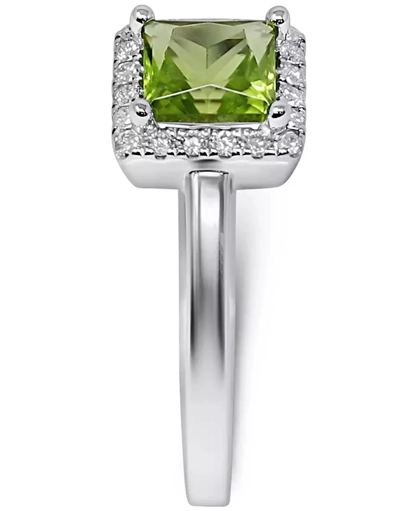 商品Macy's|Peridot (7/8 ct. t.w.) & Diamond (1/10 ct. t.w.) Square Halo Ring in 14k White Gold (Also in Rhodolite),价格¥2799,第3张图片详细描述