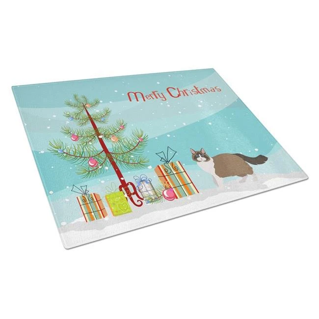 商品Caroline's Treasures|CK4692LCB Ragdoll No.1 Cat Merry Christmas Glass Cutting Board Large,价格¥251,第1张图片