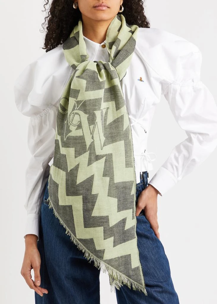 商品Vivienne Westwood|Zigzag logo-jacquard cotton scarf,价格¥1169,第2张图片详细描述