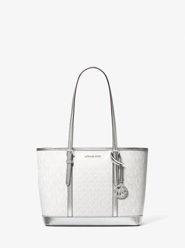 商品Michael Kors|Jet Set Travel Small Metallic Logo Top-Zip Tote Bag,价格¥591,第1张图片