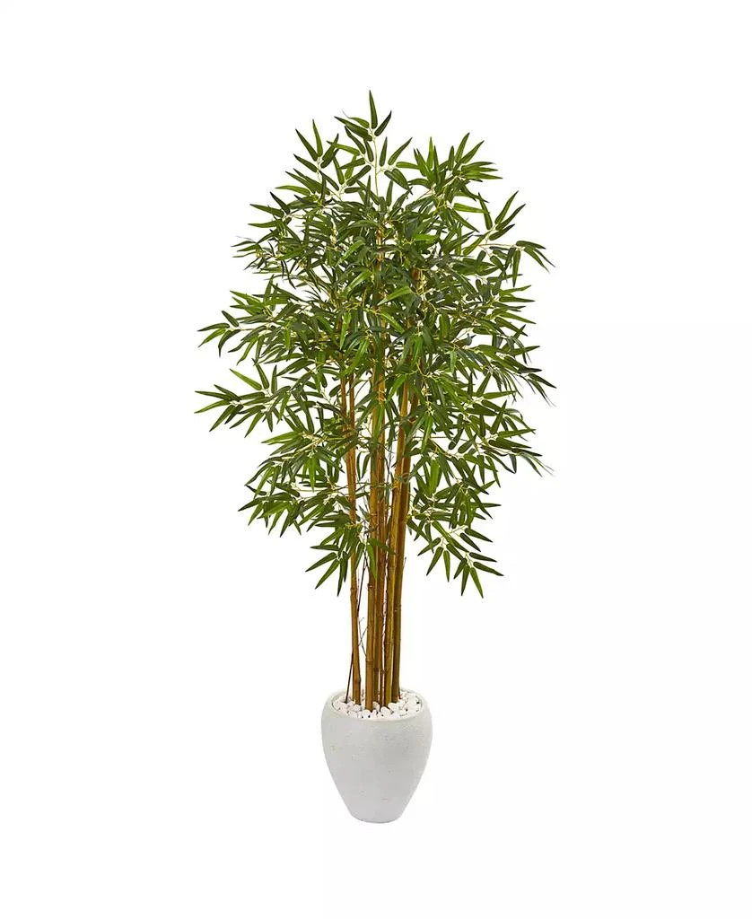 商品NEARLY NATURAL|65" Multi Bambusa Bamboo Artificial Tree in White Planter,价格¥2699,第1张图片