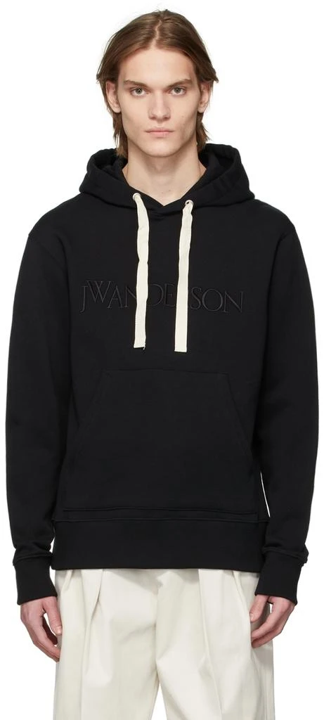 商品JW Anderson|Black Embroidered Logo Hoodie,价格¥1177,第1张图片